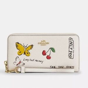 Coach Long Zip Around Wallet With Sketch Print CAX11 Chalk Multi